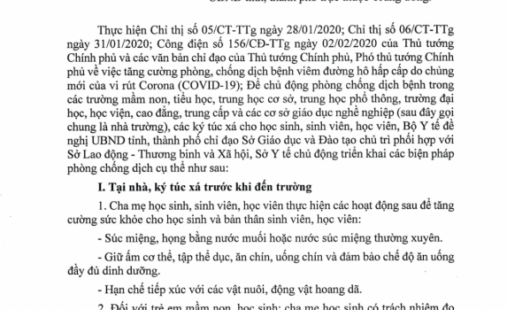 Công văn Bộ Y Tế về việc 